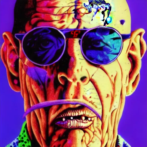 Image similar to an extremely psychedelic portrait of hunter s. thompson, surreal, lsd, face, detailed, intricate, elegant, lithe, highly detailed, digital painting, artstation, concept art, smooth, sharp focus, illustration