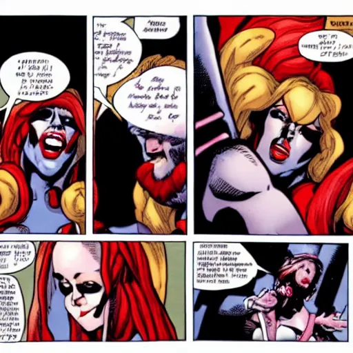 Prompt: Jesus fighting Harley Quinn over a vat of acid