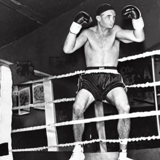 Image similar to a photo of cus d'amato in a boxing gym.