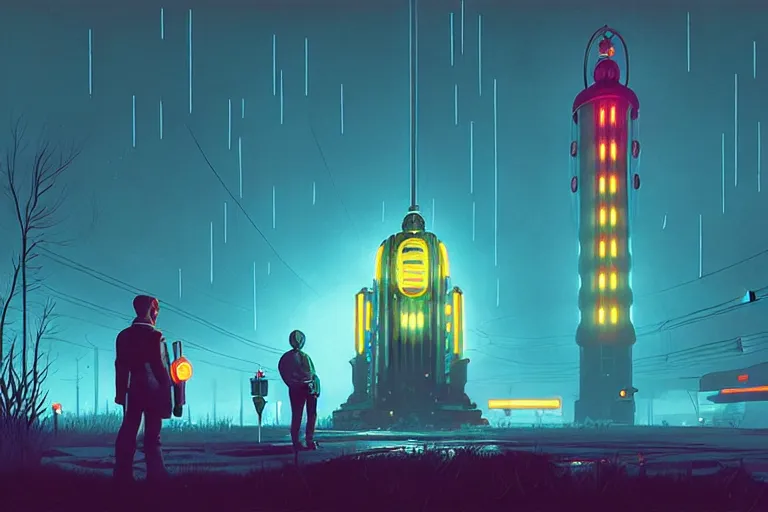 Prompt: bioshock Simon stålenhag kinechrome