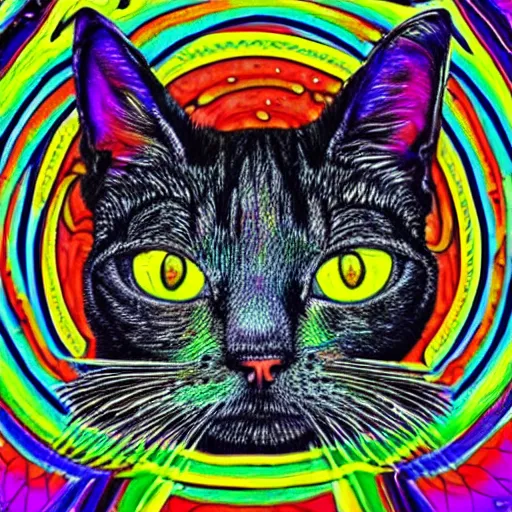 Image similar to psychedelic art of a cat