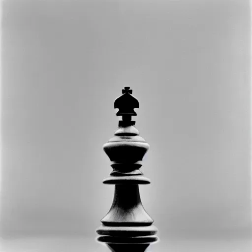 Image similar to chess piece connected to a machine with cables in an empty white room, wide shot, 14mm, f1.4, filmstill by Edward Weston