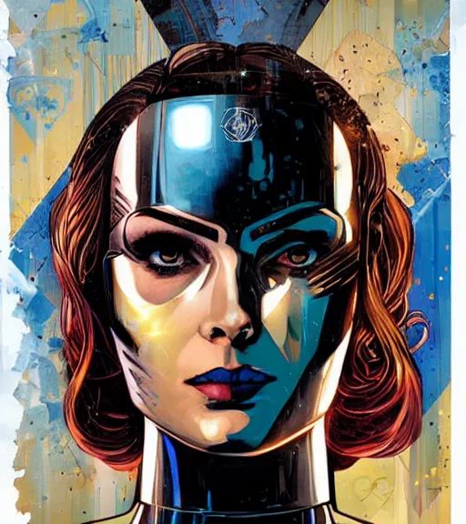 Image similar to portrait of a female android, by DC comics and Sandra Chevrier