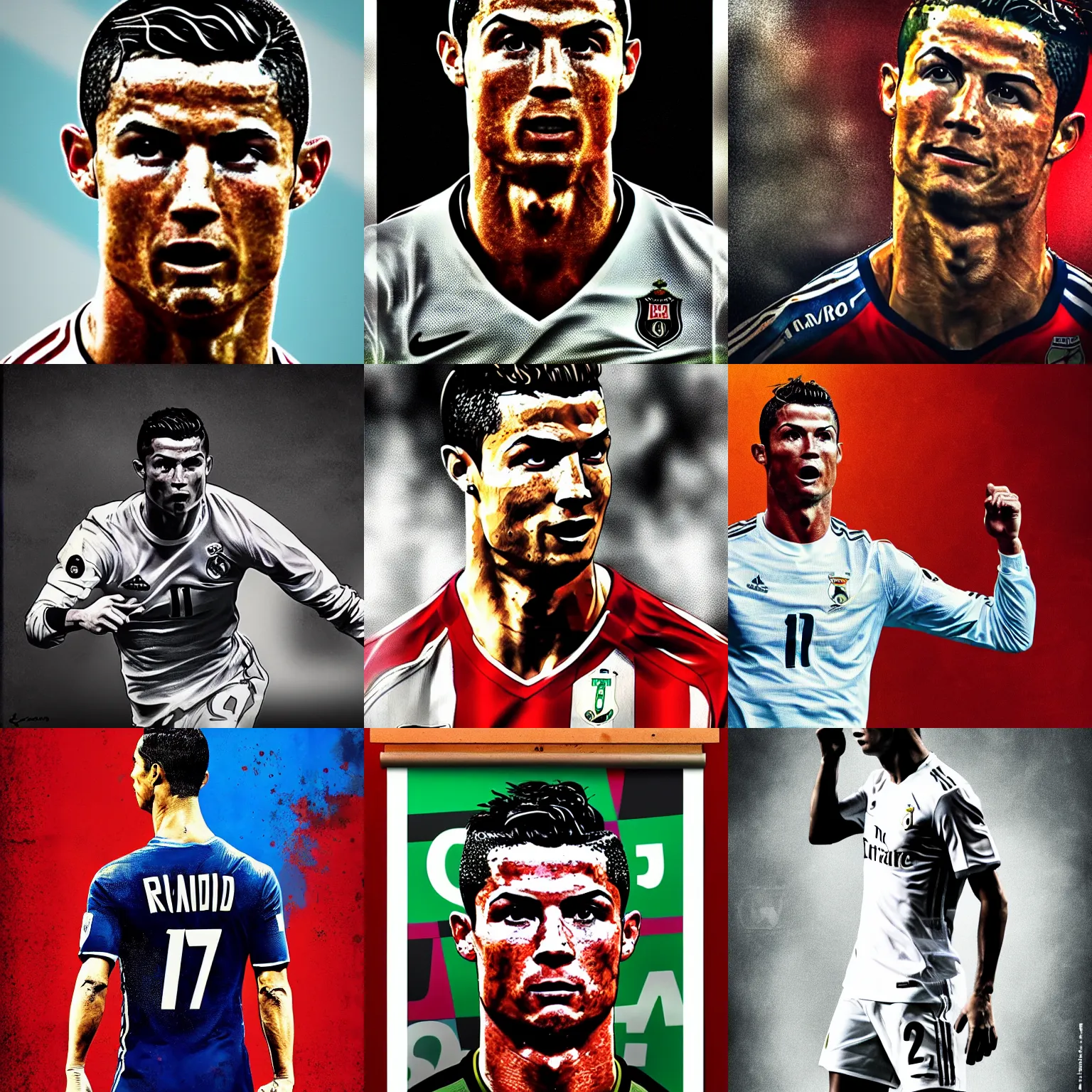 Prompt: Cristiano Ronaldo, poster, social realism, 4k