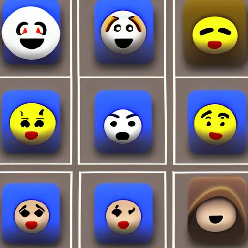 Image similar to a set of 2 x 2 emoji icons, the emoji icons look like dogs