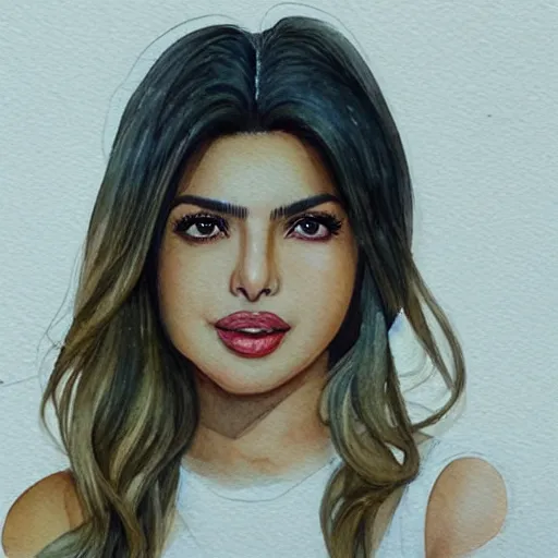 Image similar to a watercolor headshot portrait of priyanka chopra as a beautiful anime girl with blonde hair by 小北, 阿荣, digital art, trending on pixiv, trending on artstation,