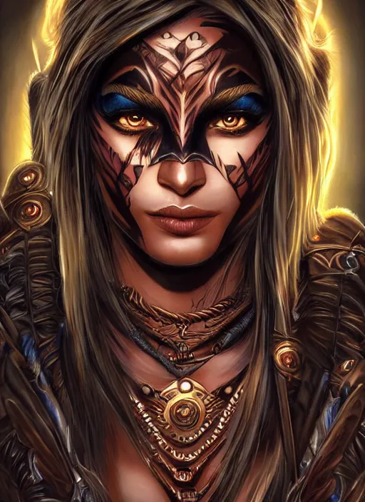 Image similar to a highly detailed symmetrical painting of a female amazon warrior with piercing beautiful eyes in dark tomb setting, dynamic lighting, ambient lighting, deviantart, art by artgerm and glenn fabry