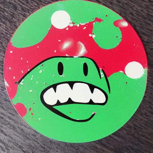 Image similar to symmetrical die cut sticker, yoshi from yoshi's island, splatter paint