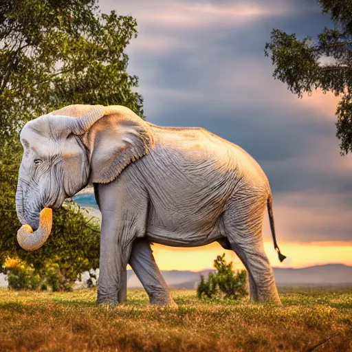 Image similar to professional photography of a rare white elephant, spectacular in its beauty, 8 k