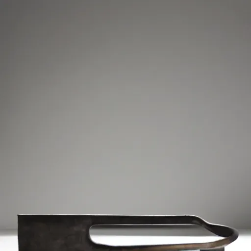 Prompt: minimal iron cast pan inspired by Marcel Breuer