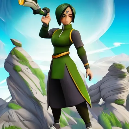 Image similar to toph beifong in fortnite, character render, full body shot, highly detailed, in game render