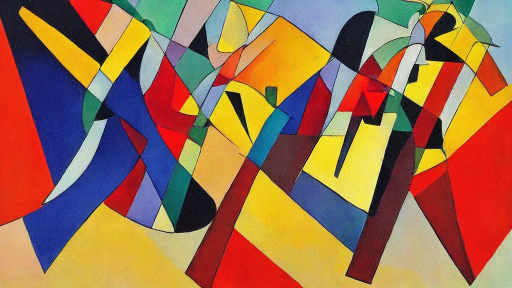 Image similar to abstract minimalism art painting, lines, forms, shapes, in style of kandinski,