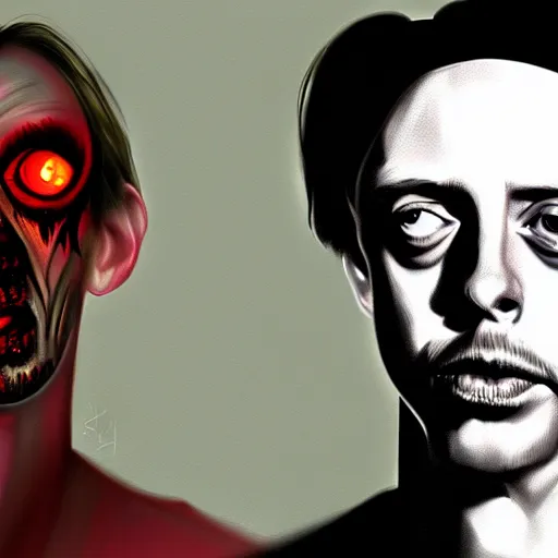 Image similar to photorealistic portrait of a young steve buscemi as the mothman, dark, horror movie poster, digital painting