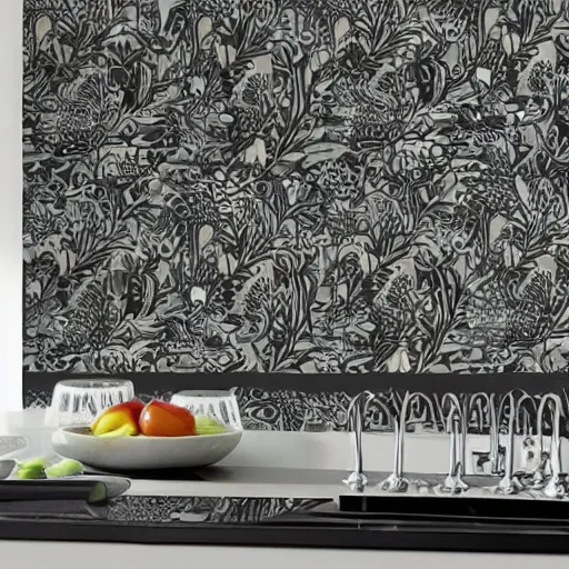 Image similar to modern kitchen wallpaper design. expensive