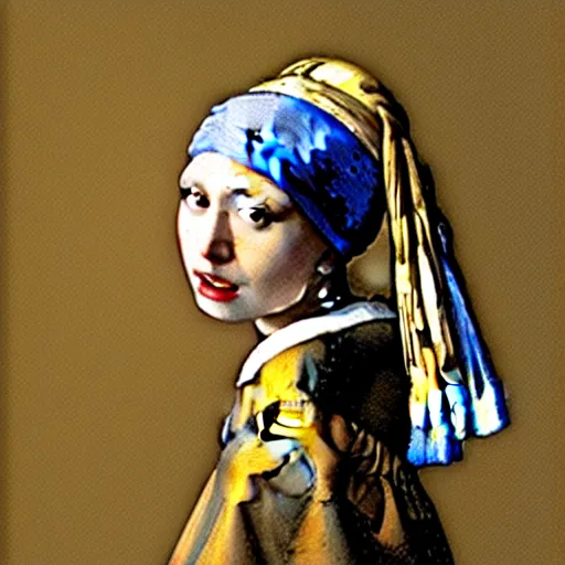 Image similar to girl with a pearl earring by johannes vermeer, as a vampire