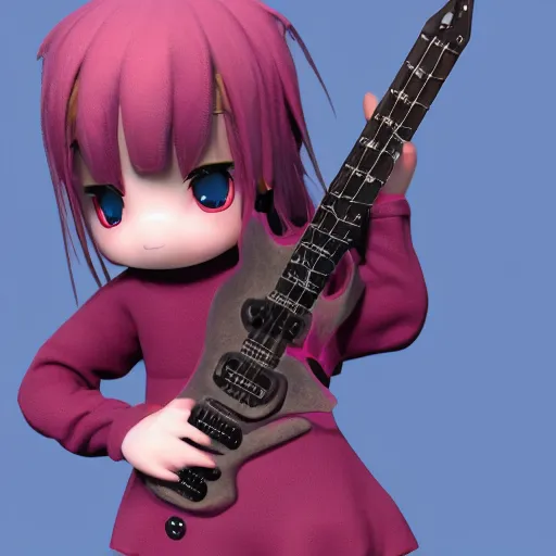 Image similar to cute fumo plush of a girl who is playing a heavy metal riff, power metal, vray