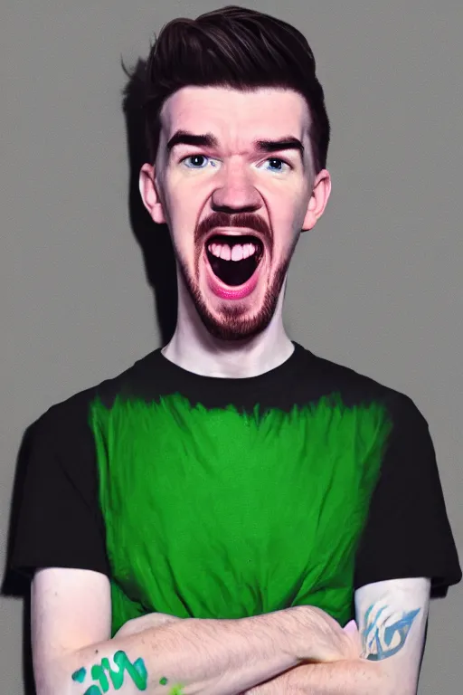 Image similar to Sean McLoughlin, jacksepticeye, irish youtuber, solo portrait, yelling really loud 🎨🖌️