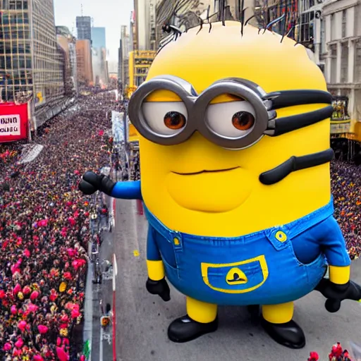 photo of giant minion parade float in the macys | Stable Diffusion