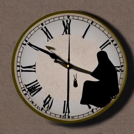 Prompt: grim reaper sitting on a clock, profile pic