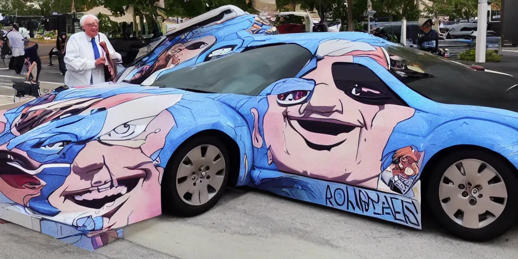 Image similar to bernie sanders, anime car wrap