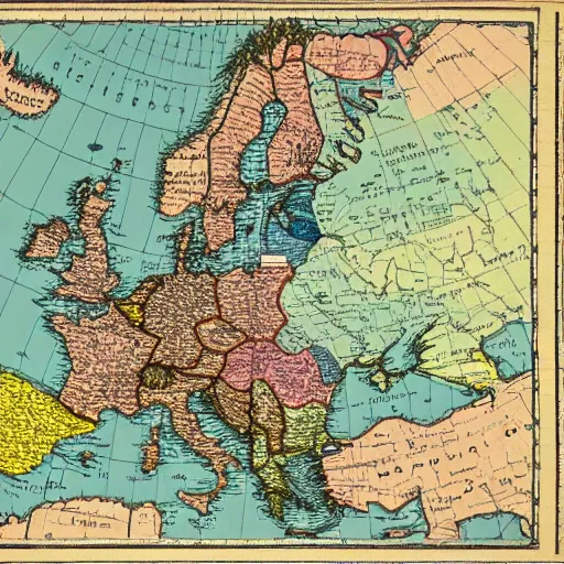 a highly detailed map of europe. 19th century. | Stable Diffusion