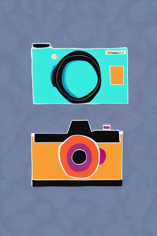 Image similar to minimalist boho style art of a colorful camera, illustration, vector art