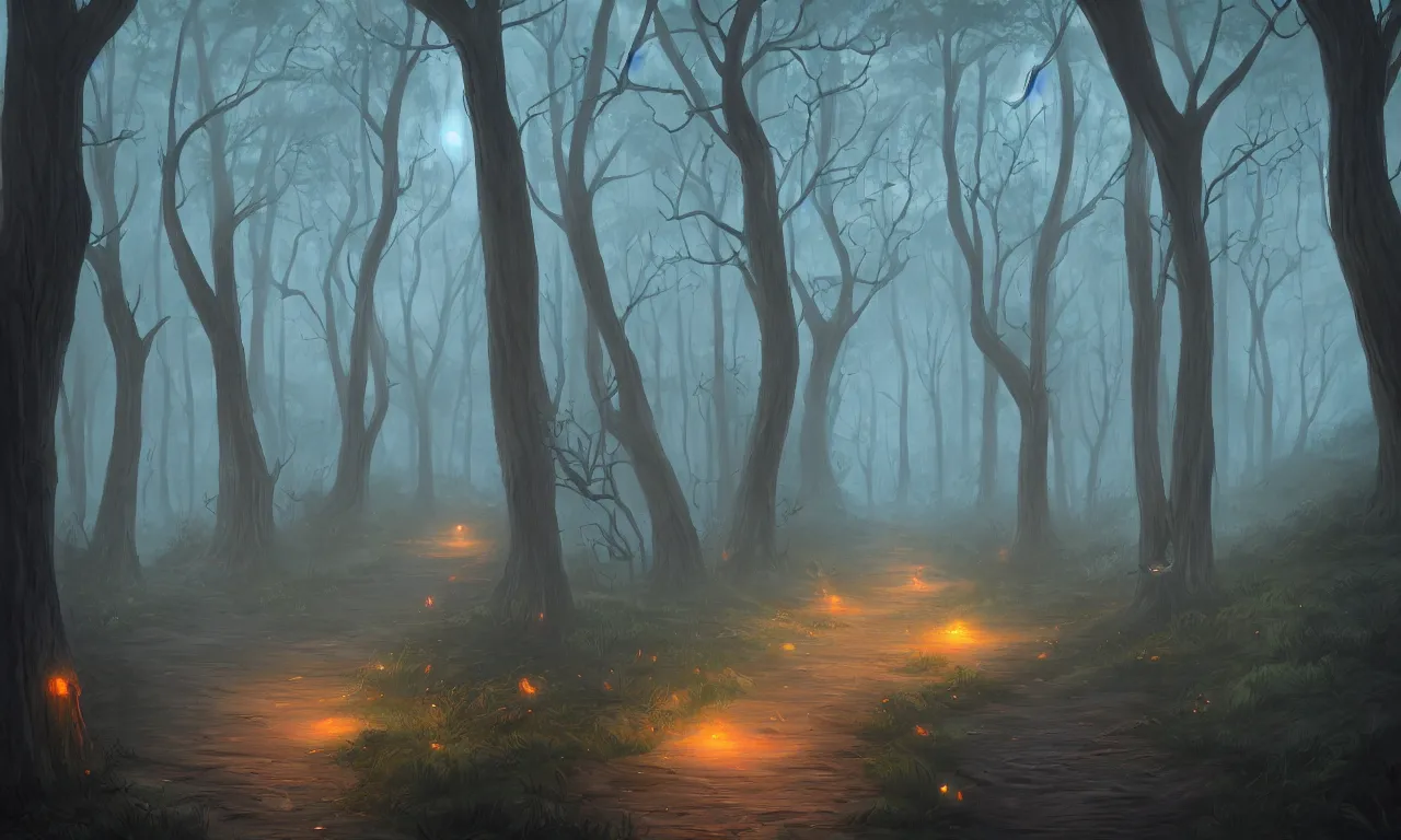 A path leading to a mystical creepy dark forest full