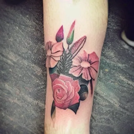 Prompt: flower tattoo, like art, highly detailed