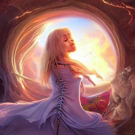 Prompt: gateway to the dream dimension opened in my bedroom, fantasy, art station, artgerm