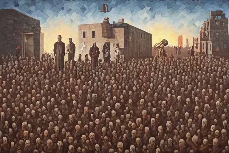 Prompt: the lost souls of ukraine by jeffrey smith, cubism, oil on canvas, trending art station, masterpiece