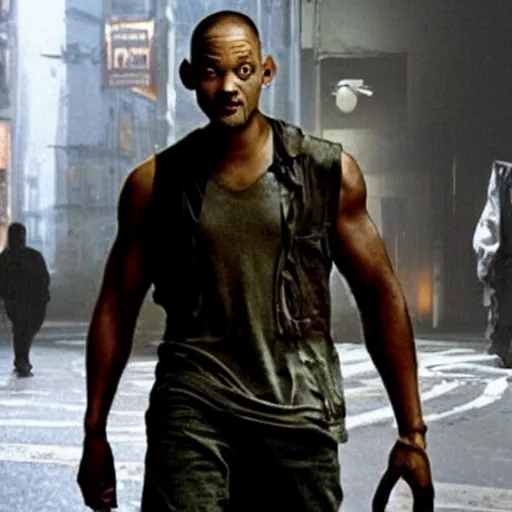 Image similar to Will Smith as a monster from the movie I am legend, realistic, photo, hyperdetailed