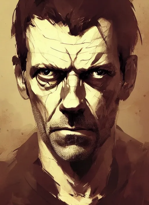 Image similar to portrait of Gregory House, dramatic lighting, illustration by Greg rutkowski, yoji shinkawa, 4k, digital art, concept art, trending on artstation