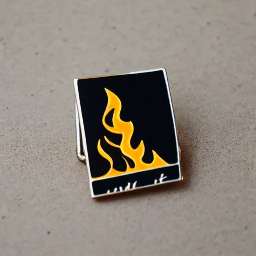 Image similar to retro minimalistic clean fire warning enamel pin