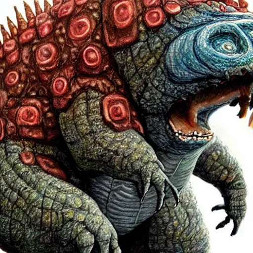 Prompt: realistic painting of a tardigrade kaiju, godzilla