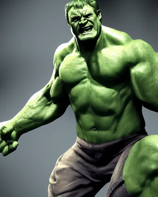 Image similar to sean connery as the incredible hulk, dynamic lighting, ultra detailed