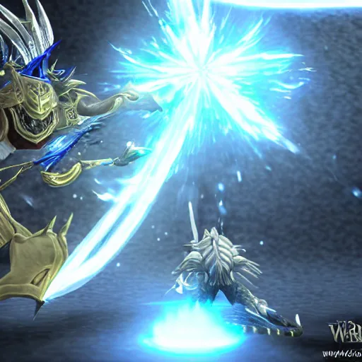 Image similar to Warrior of Light, versus the FFXIV Final Sineater, incredible detail,