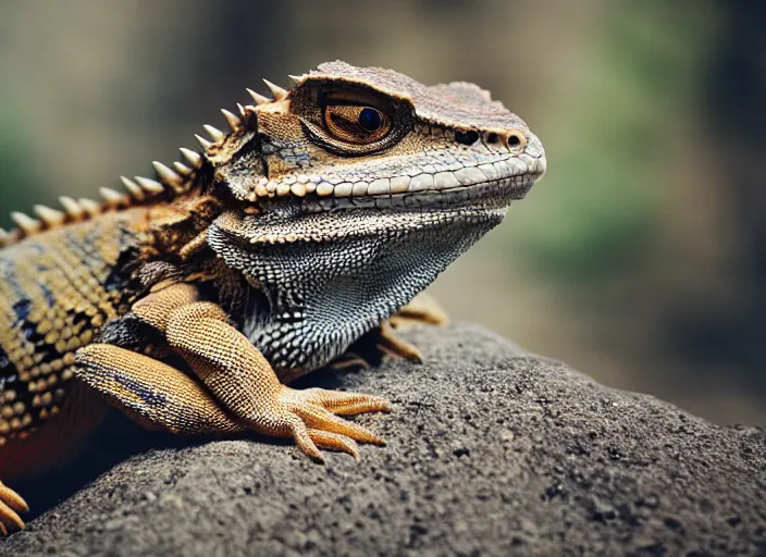 Image similar to dslr portrait still of a bearded dragon!!! with a large white beard!!!, 8 k 8 5 mm f 1. 4