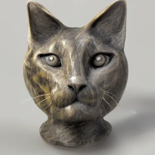 Prompt: marble sculpture of a cat's head