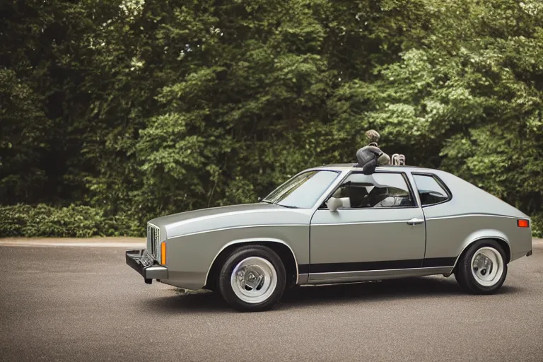 Prompt: 1975 supercharged with a blower Chevette, XF IQ4, 150MP, 50mm, F1.4, ISO 200, 1/160s, natural light, Adobe Photoshop, Adobe Lightroom, photolab, Affinity Photo, PhotoDirector 365