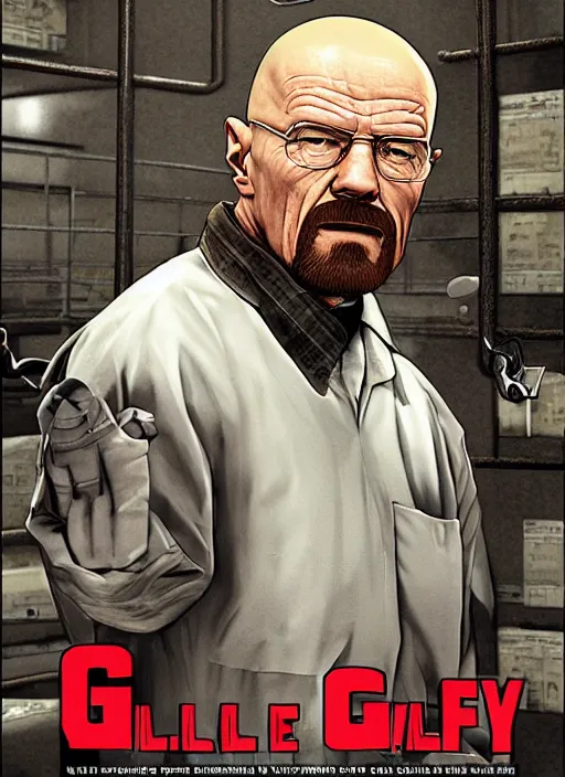 Image similar to walter white in a prison cell on game poster of gta 5