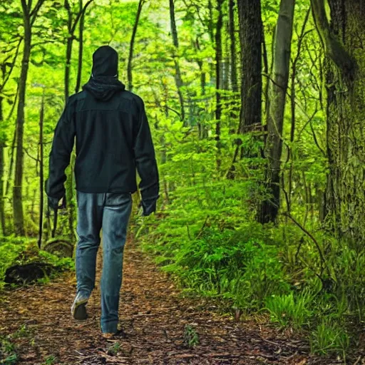Image similar to modern day hunter, walking through the woods.