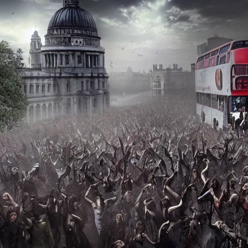 Image similar to a zombie apocalypse in london