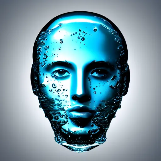 Image similar to minimalist logo icon of a human head made of water, water manipulation, hyper realistic, ray tracing, realistic water splashes, sharp focus, 8 k resolution