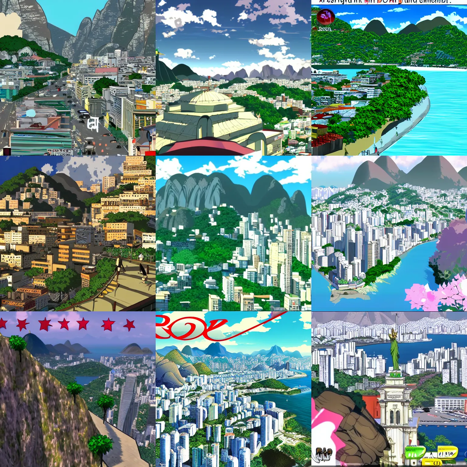 Image similar to rio de janeiro, screenshot from a 2012s anime