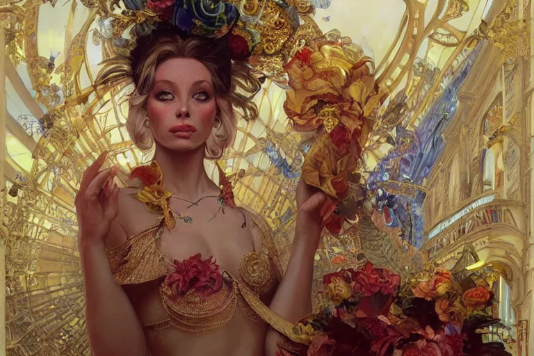 Prompt: a beautiful realistic painting of ( ( isabelledeltore ) ) in the 1 9 8 0 s carnival in the city of sydney, australia intricate, elegant, highly detailed, digital painting, artstation, concept art, by krenz cushart and artem demura and alphonse mucha