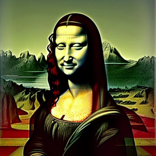 Image similar to the monalisa in the style of zdzisław beksiński