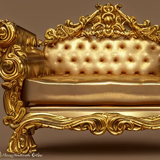 Image similar to a realistic render of a barock chair with gold and much ornament, ultra details, 8k,