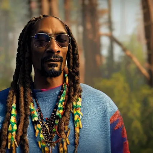 Image similar to film still of Snoop Dogg as Aloy in Horizon Zero Dawn