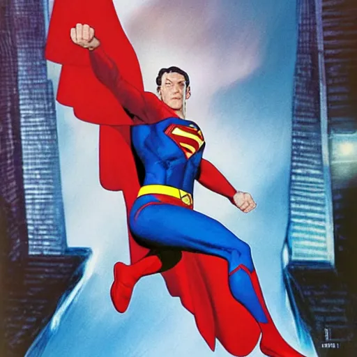 Prompt: comic book cover art, ian mckellen as superman by alex ross