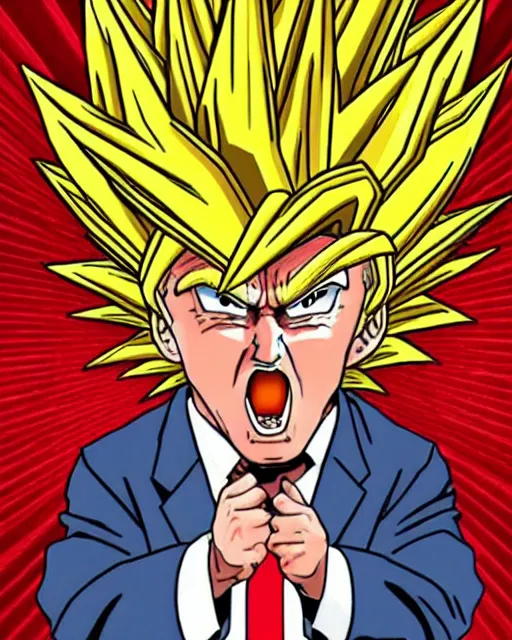 Image similar to super saiyan donald trump